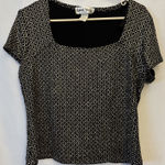 Ronni Nicole by Ouida Blouse Womens M Black Silver Metallic Glitter Cropped Y2K Size M Photo 0