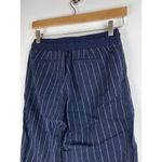 Athleta  Linen Pants Womens 2 Bali Wide Leg Cropped Blue Stripe Beachy Pockets Photo 7