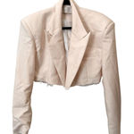 Workshop  Distressed Cropped Blazer Ivory Sz‎ Small Photo 0