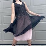 Talbots Vintage Dark Coquette Sheer Silk Chiffon Pleated Art Deco Midi Dress 8 Photo 7