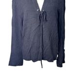 Topshop Blouse Lace-Up Front Long Sleeves Lightweight Linen Blend Black W 6 NWT Photo 3