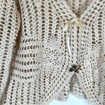 Isabella Rodriguez  | Medium | Beige Crochet Knit Ramie / Cotton Cardigan Sweater Photo 2