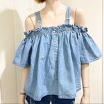 Fashion to figure FTF Off Shoulder Cold Shoulder Denim Blouse Photo 0
