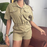 SheIn Olive Green Army Style Romper Photo 0