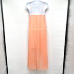 Anthropologie Sleeveless Chiffon Flowy Peach Pink Orange High Low Dress Small Photo 3