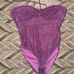 Size Medium NEW Pink Metallic Women’s Halter Top Swimsuit Photo 0