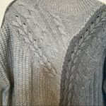 Vera Wang Simply  gray color block mock neck rib cable knit pullover sweater XL Photo 2