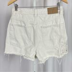 Cotton On Cotton-On Size 8 Carpenter Cargo Raw Hem Distressed White Denim Jean Shorts Photo 1