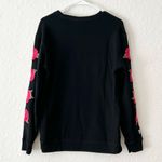PINK - Victoria's Secret Victoria's Secret PINK Campus Crew Black Embroidered Red Rose Floral Sweatshirt Photo 2