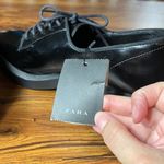 ZARA  Black faux Leather Chunky Heel Lace Up Oxford Shoes Women's Size 41/10 Photo 7