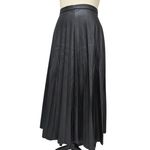 J.Crew  Pleated Black Vegan Leather Midi Skirt 14 Long Classic Quiet Luxury Photo 2