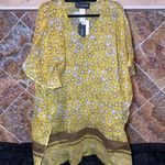 Women's Yellow Daisy Cotton Kaftan Swimsuit Cover Up & Matching Flip Flops NWT Size undefined Photo 1