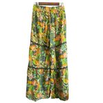 Cato  Floral Wide Leg Pants Womens Small Green Orange‎ Tropical Print Photo 6