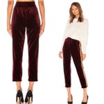 MOTHER The Lounger Velvet Velour Glitter Side Stripe Ankle Pants Burgundy Medium Red Photo 4