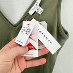 Topshop  Olive Green V-Neck Ribbed‎ Tank Top Double Strap Casual Womens NWT Photo 3