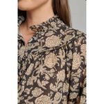 Sundays  Camelia Black Floral Ruffle Collar Top Blouse Shirt Size‎ Large Photo 3