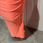 Aerie  Neon Orange Ruched Ribbed Midi Dress with side slit size‎ small Photo 4