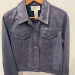 Liz Claiborne Vintage Liz Clairborne Lizwear Petite 100% Leather Purple Jacket Medium Petite Photo 0