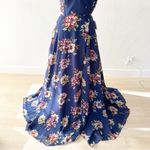 Lulus Always There For Me Navy Blue Floral Print Wrap Maxi Dress NWT | XS Photo 3