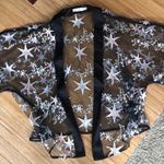 Sheer Star Embroidered Kimono Cardigan Black Size M Photo 0