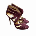 Jimmy Choo  Women's Suede Sandal High Heels Burgandy Size 40.5 Designer Luxury Photo 1
