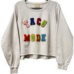 Judith March Taco Mode Chenille Varsity Patch Sweatshirt Off White Cotton Large Photo 0
