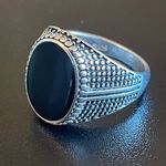 Casual black obsidian S925 silver ring size 8.75 Photo 2