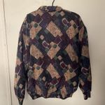 Bogari 100% Silk Vintage Bomber Jacket Women’s L Patchwork Print Y2K Brown Size L Photo 2