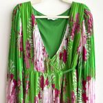 ASOS  Design Wrap Maxi Dress Balloon Sleeves with Green Florals, Green/Pink, 6 Photo 1