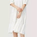 Amanda Uprichard  Womens Pullover Tiered V-Neck Midi A-Line Dress Ivory Size S Photo 0
