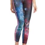 Good American Pink Blue Cosmos Galaxy Space Dye High Rise Stripe Leggings M Photo 0