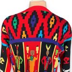 Vintage Jack B. Quick Red Black Tribal Graphic Knit Oversized Cardigan Sweater Photo 4