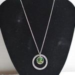 Avenue  Vintage 70's Abalone Peace Pendant Silver Tonr Link Chain Necklace Photo 0