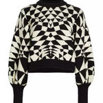 Farm Rio  Heart Deco Knit Sweater Black & White Medium Photo 0