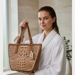 Brahmin  Rare Style Crocodile Leather Saddle Brown Tote Photo 2