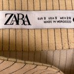 ZARA  pinstriped tan draped zipper mini skirt with bow Photo 6