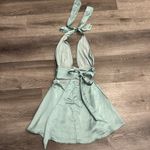 Lucy in the Sky  Satin Halter A-Line Dress in Sage Photo 7