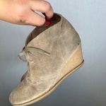 J.Crew Suede Wedge Booties Lace Up‎ Ankle Boots Desert Boot Style Casual Women Tan Size 8 Photo 5