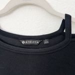 Athleta [] Black Glimpse Open Neck Cutout Short Sleeve T-Shirt Ribbed Sz Small S Photo 9