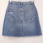 Free People  Distressed Blue Denim Skirt Photo 1