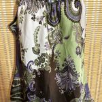 Dress Barn Purple White Green Paisley Halterneck Silk Feel Long Tank Top Large Photo 2
