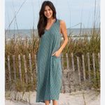 Natural Life  Bohemian Fall Hangout Cotton Midi Dress Turquoise Pink Floral Photo 2