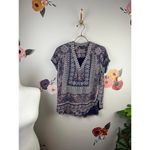 Lucky Brand  Black Boho Printed V-Nexk Top - Size - Medium Photo 1