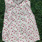 Cottagecore Cherry button Up Top fits like Women's Size Small White Photo 3