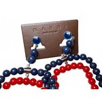 New Marni Blue and Red Beaded Square Earrings Photo 1
