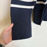 Gap Sweater Women Sz XL Navy White Turtleneck Striped Heavyweight Cotton Slits Photo 2