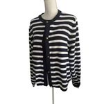 J CREW Knit Navy Blue White Striped Cardigan Size XXL Photo 3