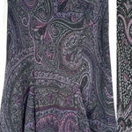 CHAPS Vintage Y2K Black Purple Floral Midi Skirt Size M Goth Witchy Whimsical Photo 0