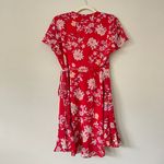 Lush Clothing NWOT Lush Red Floral Ruffle Wrap Short Sleeve Mini Dress Photo 8