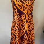 Orange and purple patterned sleeveless dress Photo 0